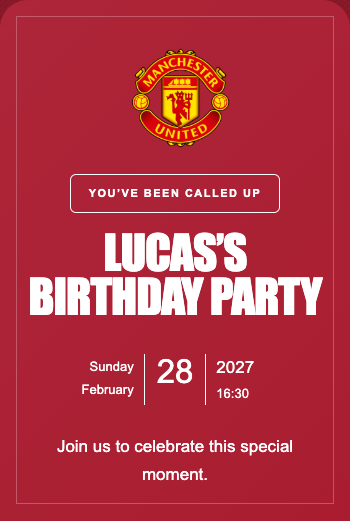 Manchester United Invitation