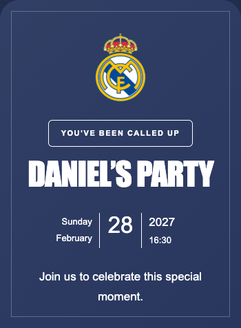 Real Madrid Invitation