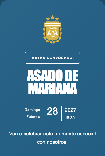 Invitación Selección de Argentina