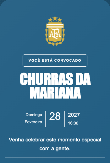 Convite Seleção Argentina