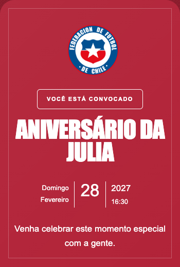 Convite Seleção Chile