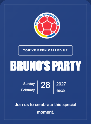 Colombia National Team Invitation
