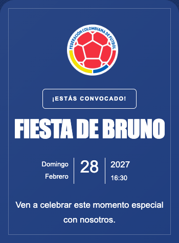 Invitación Selección de Colombia