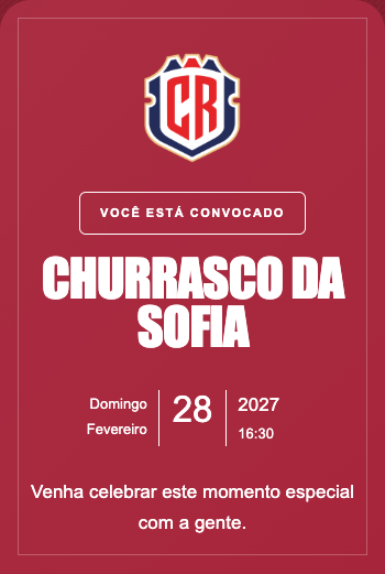 Convite Seleção Costa Rica