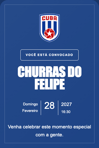 Convite Seleção Cuba