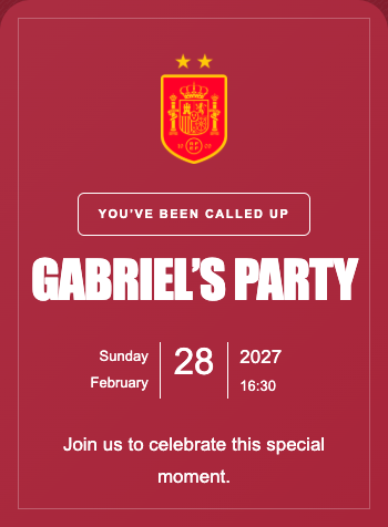 Spain National Team Invitation
