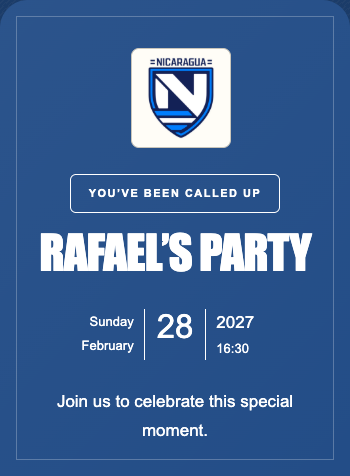 Nicaragua National Team Invitation