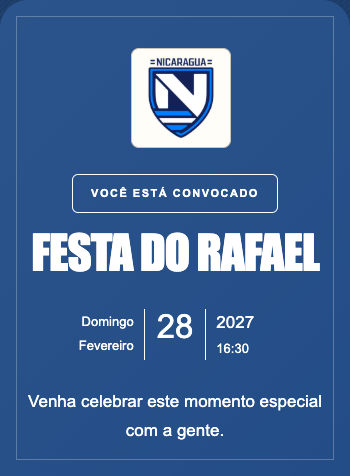 Convite Seleção Nicarágua