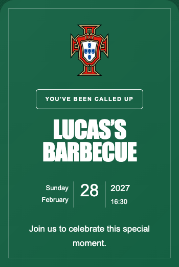Portugal National Team Invitation