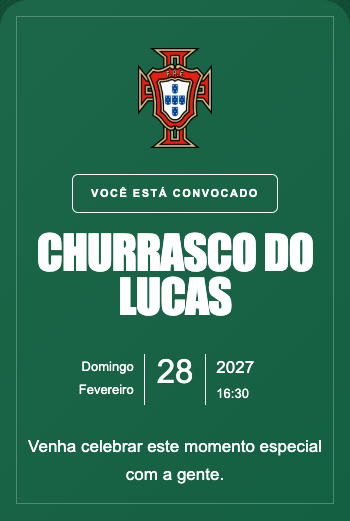 Convite Seleção Portugal