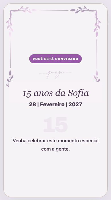 Invitation numérique pour les 15 ans: 15 ans lilas