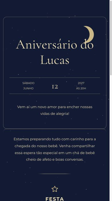 Convite online Noite Estrelada