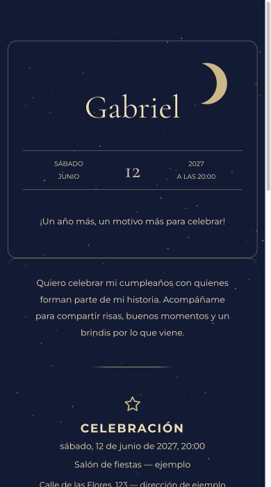 Invitación online Noche Estrellada