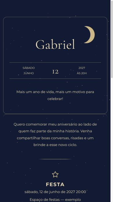 Convite online Noite Estrelada