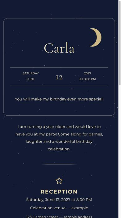 Starry Night online invitation
