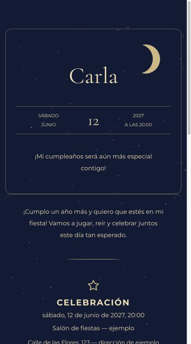 Invitación online Noche Estrellada
