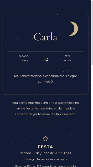Convite online Noite Estrelada
