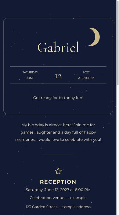 Starry Night online invitation