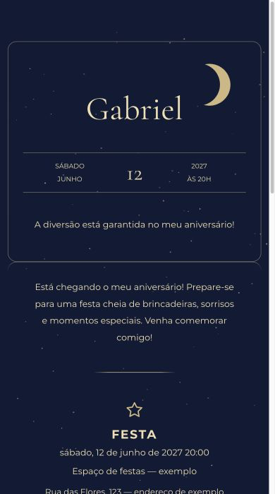 Convite online Noite Estrelada