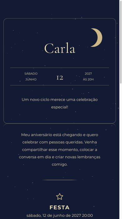 Convite online Noite Estrelada