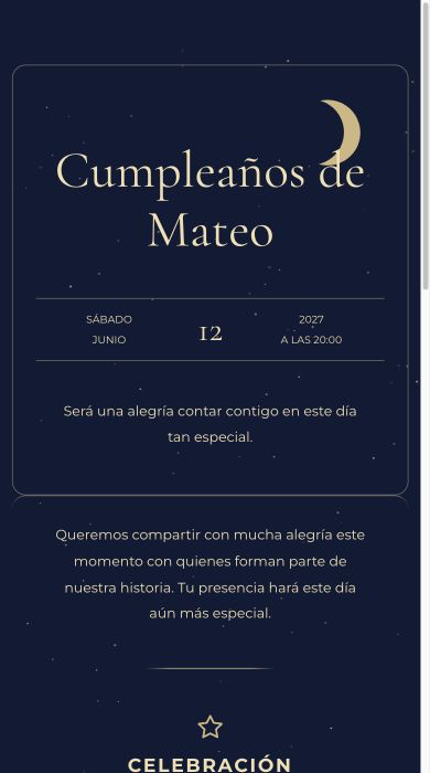 Invitación online Noche Estrellada
