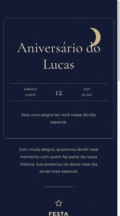 Convite online Noite Estrelada