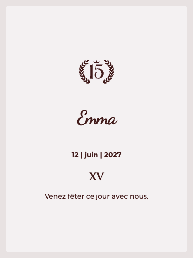 Invitation numérique pour les 15 ans: 15 ans