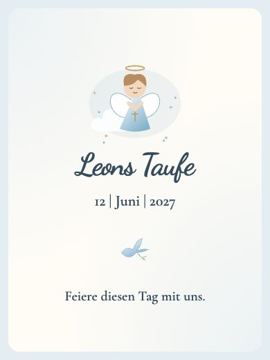 Digitale Taufeinladung: Blaue Aquarell-Taufe