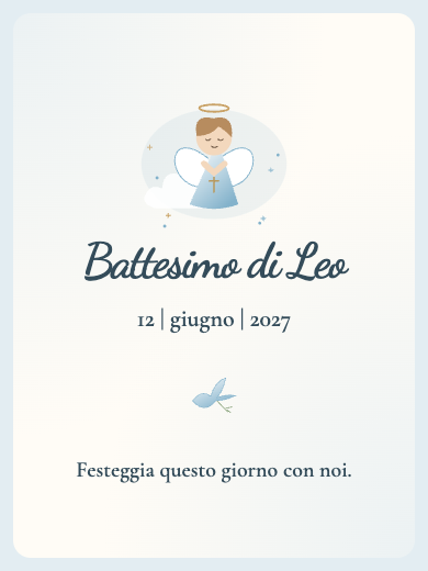 Invito digitale di battesimo: Battesimo acquerello blu