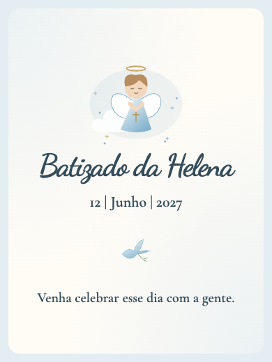 Convite digital de batizado: Batizado Aquarela Azul