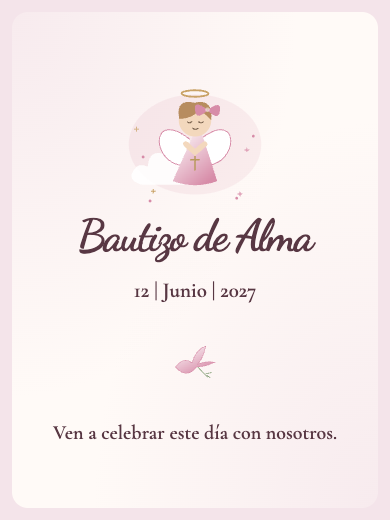 Invitación digital de bautizo: Bautizo Acuarela Rosa