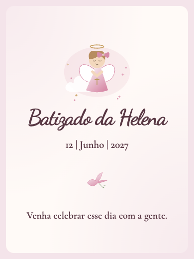 Convite digital de batizado: Batizado Aquarela Rosa