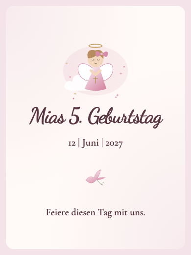 Digitale Geburtstagseinladung: Rosa Aquarell-Taufe