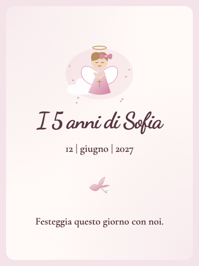 Invito digitale di compleanno: Battesimo acquerello rosa