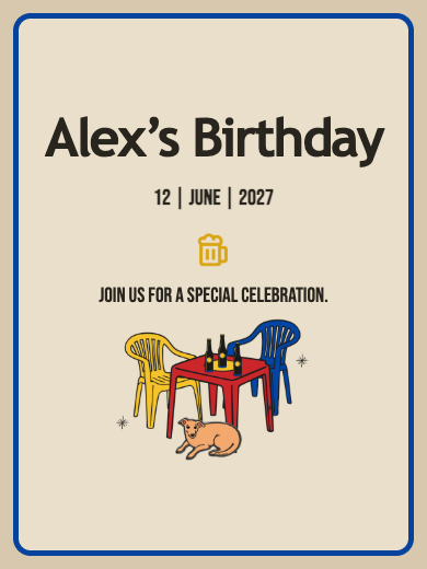 Digital birthday invitation: Pub Party