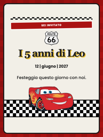 Invito digitale di compleanno: Cars · Saetta McQueen