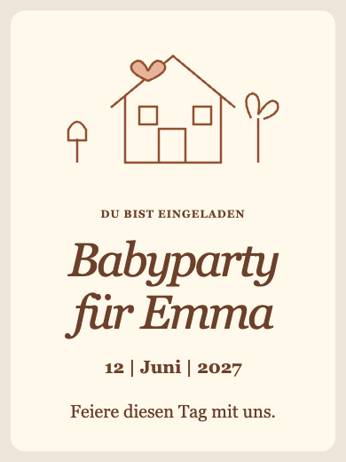 Digitale Einladung zur Babyparty: Ein Zuhause voller Liebe