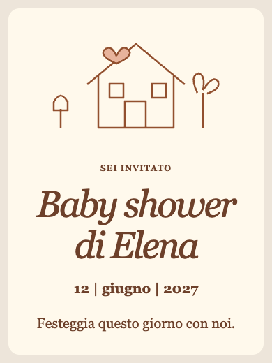 Invito digitale per baby shower: Una casa d’amore