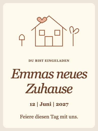 Digitale Einladung: Ein Zuhause voller Liebe — Einweihungsparty