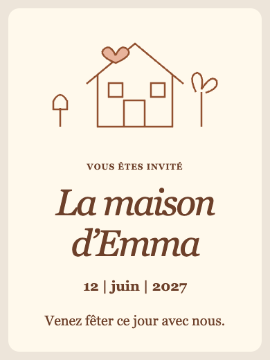 Invitation numérique: Une maison d’amour — Crémaillère