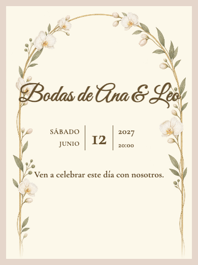 Invitación digital de aniversario de boda: Arco de Orquídeas