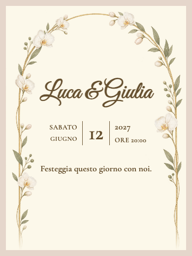 Invito digitale per anniversario di matrimonio: Arco di orchidee