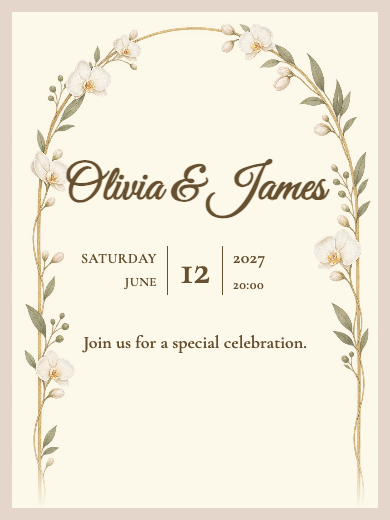 Digital wedding invitation: Orchid Arch