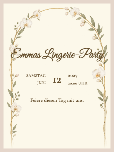 Digitale Einladung: Orchideenbogen — Lingerie-Party