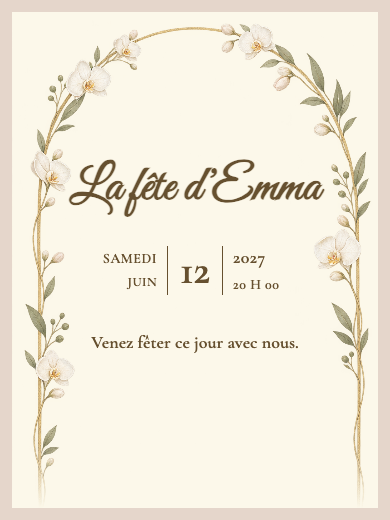 Invitation numérique: Arche d’orchidées — Fête lingerie