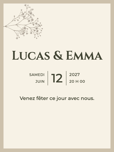 Invitation numérique pour anniversaire de mariage: Botanique naturel