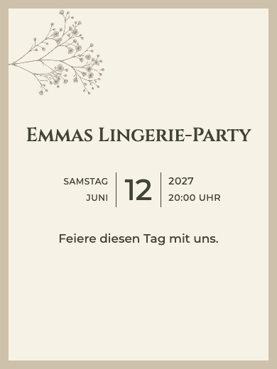Digitale Einladung: Natürlich botanisch — Lingerie-Party