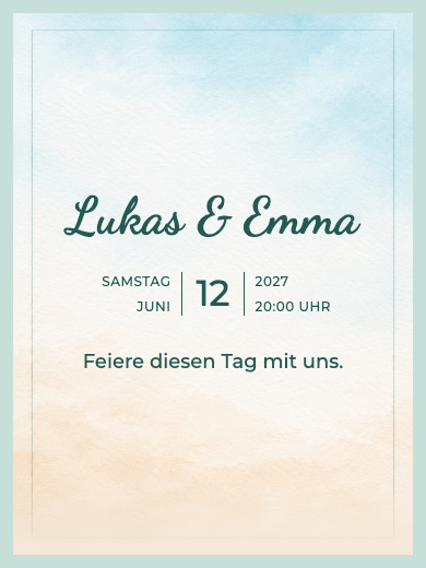 Digitale Einladung zum Hochzeitstag: Meeresbrise
