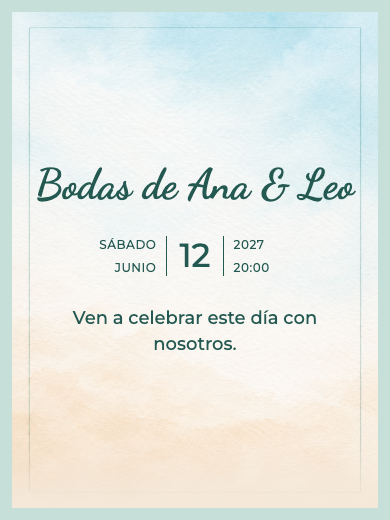 Invitación digital de aniversario de boda: Brisa de la Playa