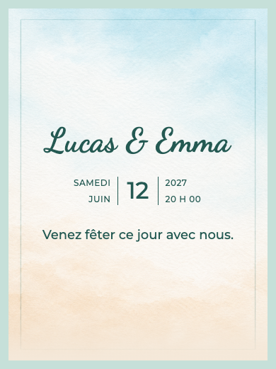 Invitation numérique pour anniversaire de mariage: Brise marine